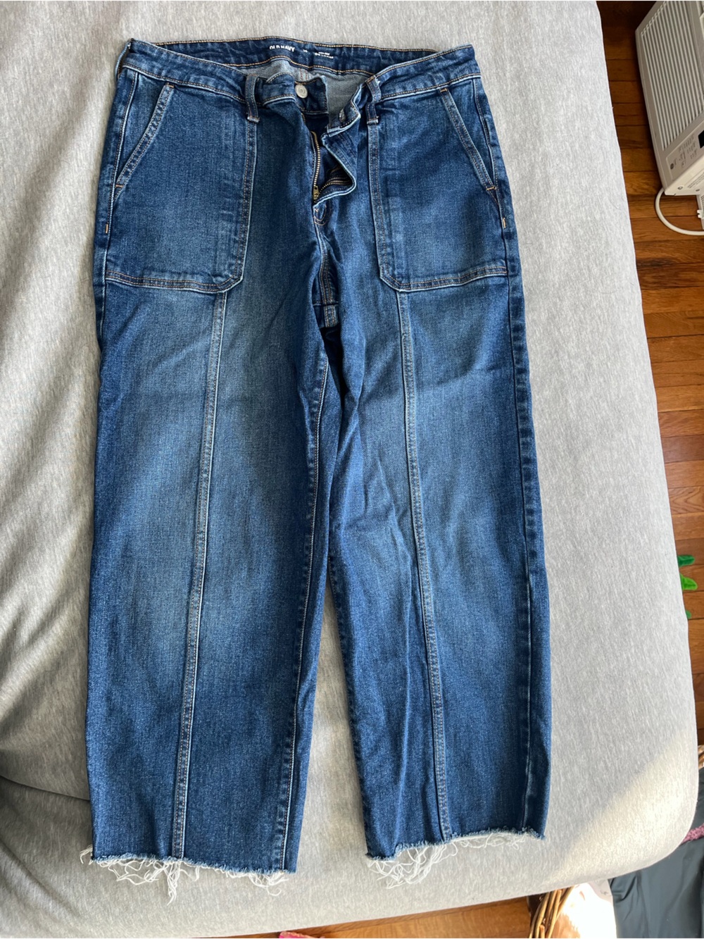 Old Navy Women’s Dark Blue OG Loose Jeans with Raw Hem